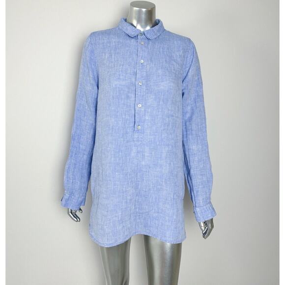 Saint Tropez West 100% Linen Blue Shirt Dress Tunic M - Picture 1 of 9